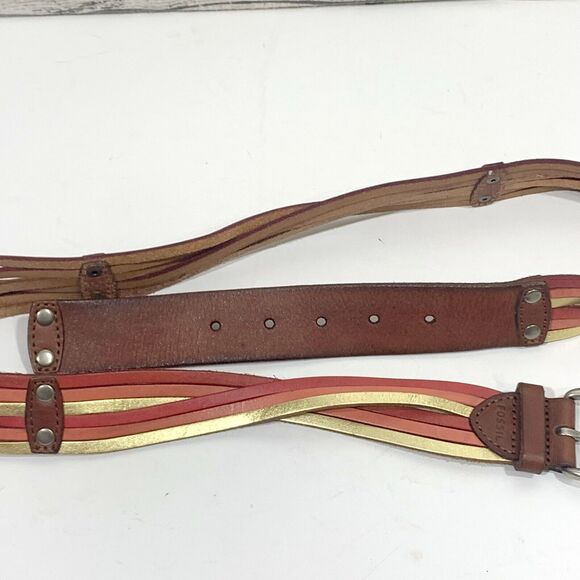Fossil Leather Multi-Color Braided Belt Size Large Women’s EUC - Picture 4 of 7